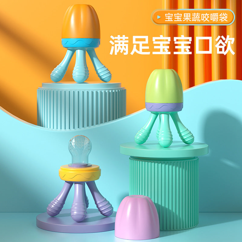 English card baby cartoon bite le silicone mesh bag baby fruit feeding tableware complementary food fruit and vegetable le wholesale