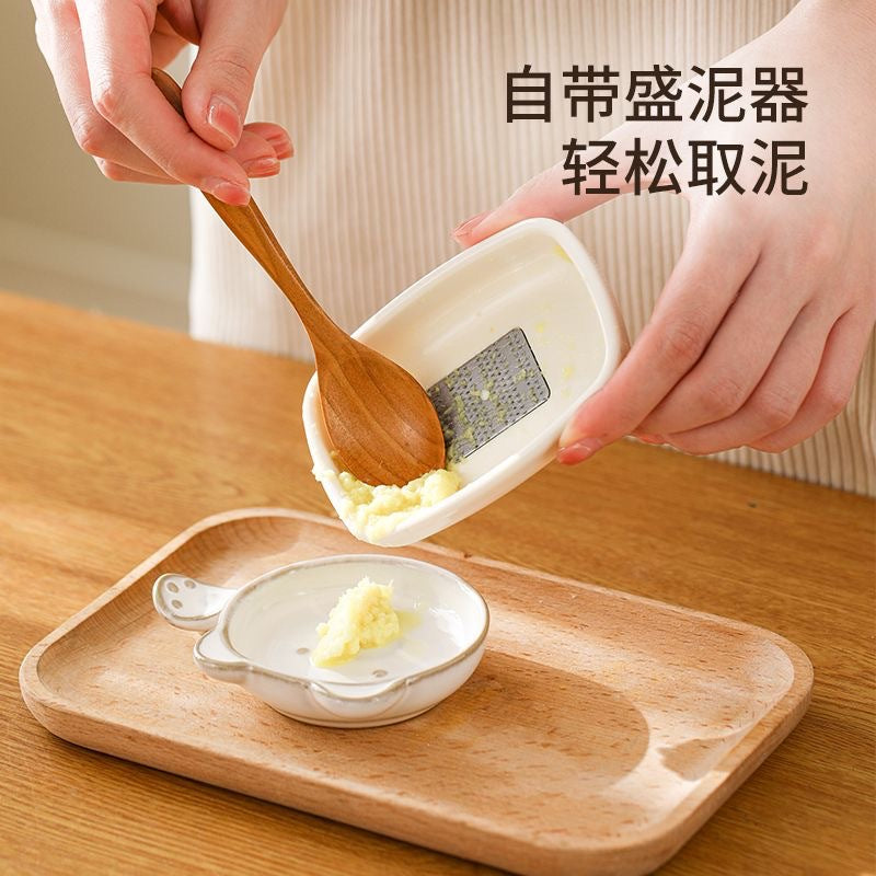 new wasabi mustard ginger garlic grinder - manual garlic press and grinding tool for kitchen, kids, and baby food
