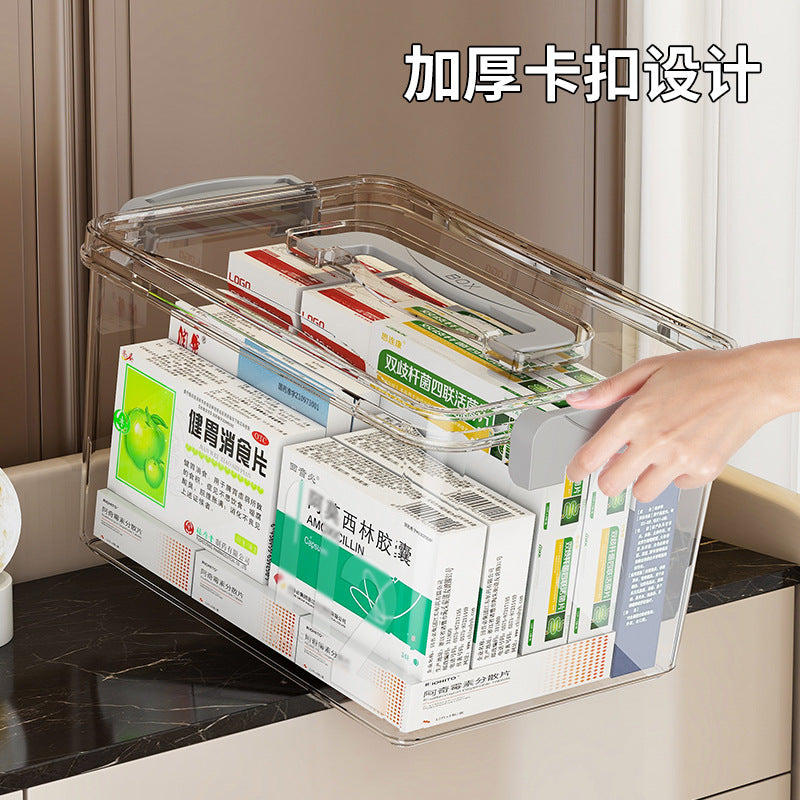 Household medicine box Medical medicine box Multi-layer finishing box Storage Household medicine Transparent portable storage box Medical first aid box