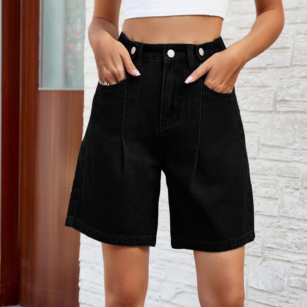 European and american cross-border e-commerce  spring/summer new arrivals:  independent store washed denim cropped shorts with adjustable waistband