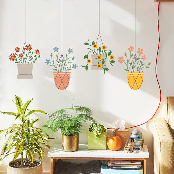 Cross-border   flower pot ceiling sticker arrangement family room decoration beautification wall sticker wholesale