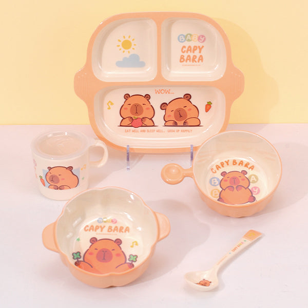 Wuhe Kapibara Children's Tableware Baby Supplementary Food Bowl Cute Cartoon Anti-drop and Anti-scalding Special Eating Bowl New Product