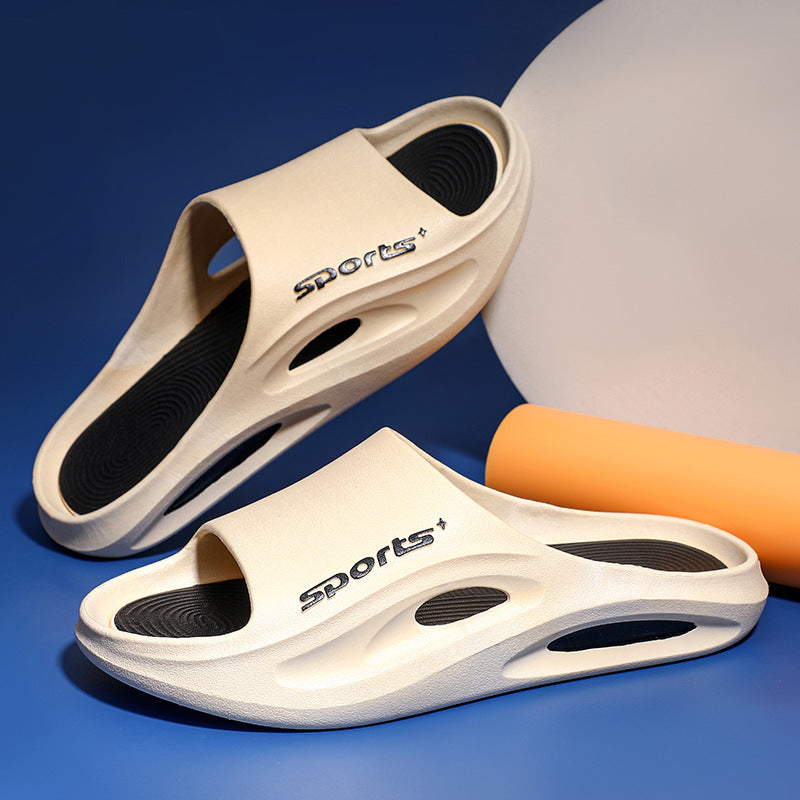2025 new men's slippers: trendy summer outdoor/indoor couple's thick-soled non-slip beach sandals