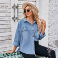 European and american cross-border e-commerce women's spring  new arrival:  independent site washed loose denim shirt top