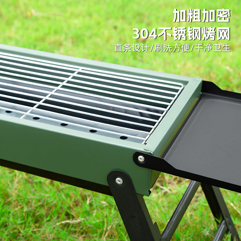 304 stainless steel bbq grill - portable folding mini grill for home use, outdoor charcoal grill with mesh rack