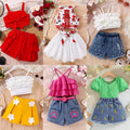 Exportsummersweetgirl short-sleeved suitcute short-sleeved t-shirt shortstwo-piece setkidssuit trendy