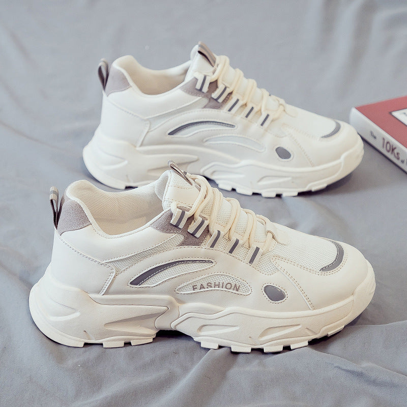 Men's shoes 2025 new spring breathable mesh casual sports shoes men's running height increasing white dad shoes trendy sneakers