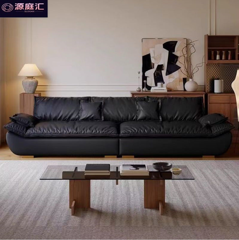 Italian normcore cat claw leather sofa small apartment living room casual modern single multi-person straight row sailboat sofa