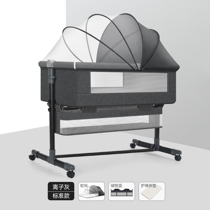 Multifunctional foldable crib, portable newborn bassinet, convertible baby bed, splice-together large bed