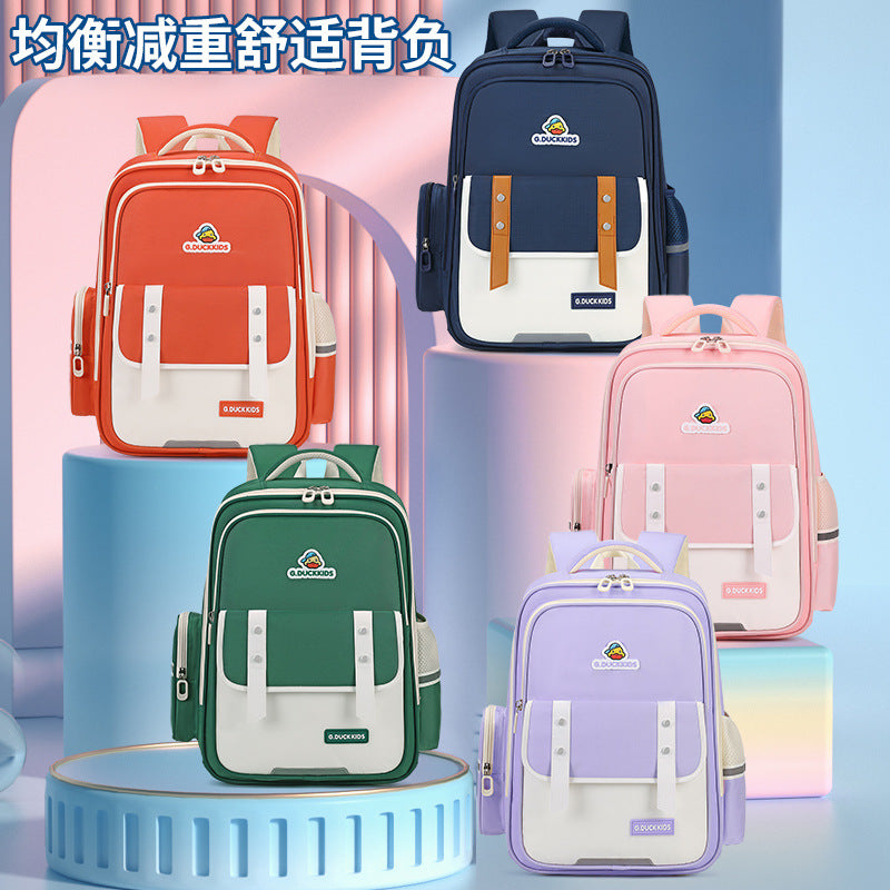 Little yellow duck new arrival genuine school bag fashion burden reduction waist protector primary school kids backpack ultra-light student spine protector