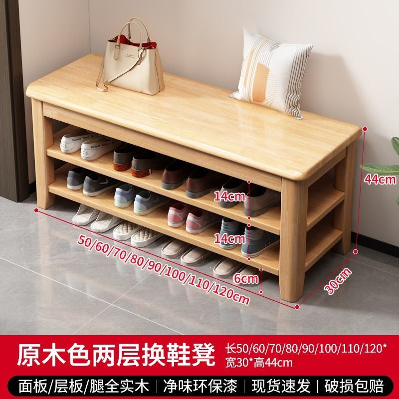 All solid wood shoe changing stool shoe cabinet door for home entry stool all-in-one multi-layer popular multi-functional floor-standing shoe rack