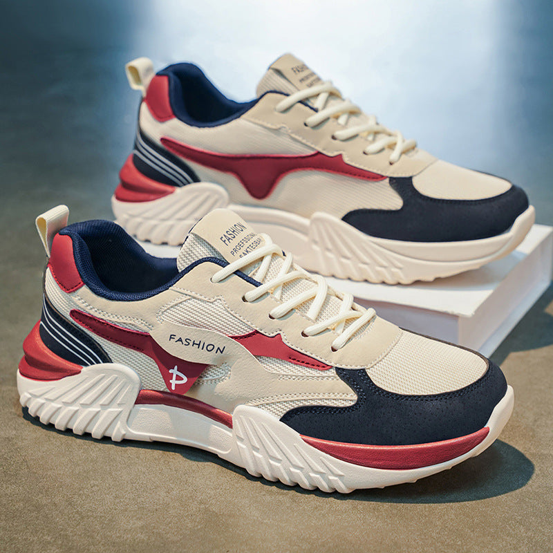 Spring new arrival lightweight versatile mesh breathable athletic casual shoes hot-selling chunky sole height increasing dad shoes for men