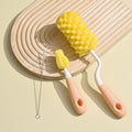 Baby bottle brush cleaning set - includes bottle brush, rack, long-handled rinser, sponge brush, and nipple cleaner - perfect for newborns