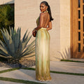European and american style cross-border waist elegant gradient women's backless slimming hip skirt halter neck sleeveless hiking dress