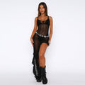 European and american cross-border women's fashion:  spring new arrivals - trendy and sexy see-through high-slit slip dress