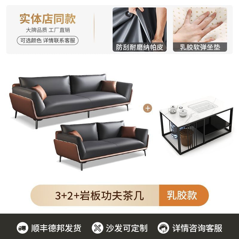 Office reception sofa set - modern minimalist sofa, coffee table, and three-seater suite for business reception areas
