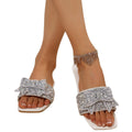 Plus size women's summer sandals & slippers -  new collection: bowknot rhinestone flat slide sandals - ready to ship