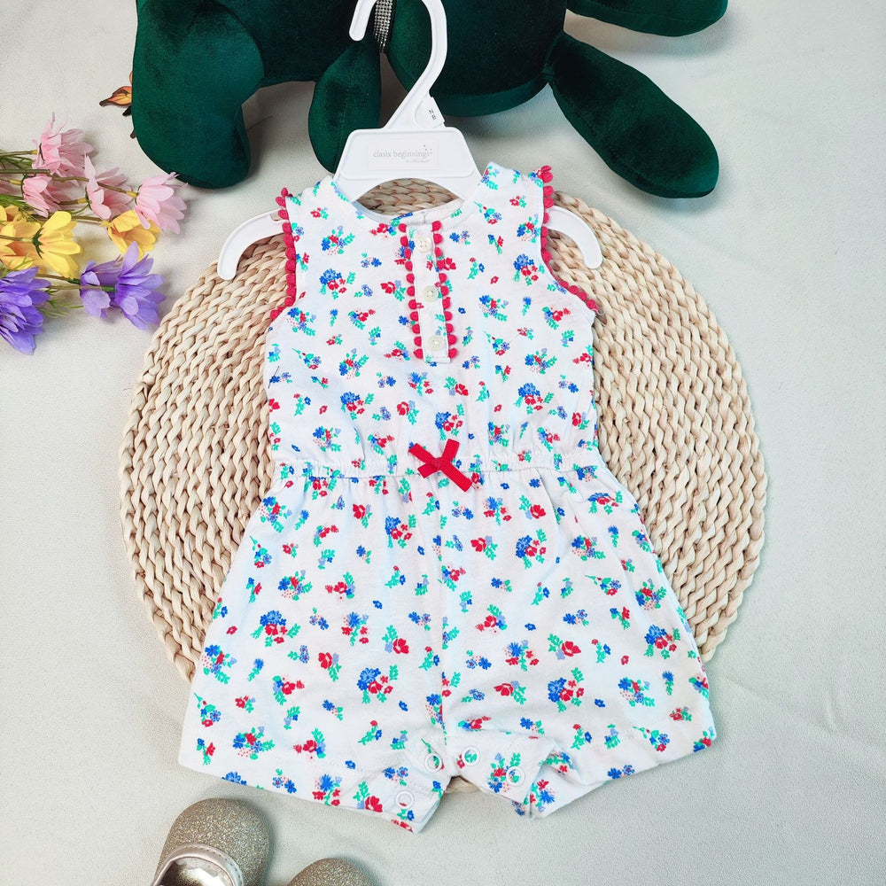 Export original order female infant one-piece short-sleeved summer jumpsuit pure cotton casualcute short climbing summer climbing suit