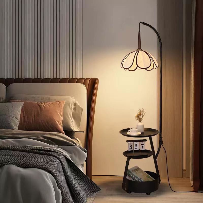 Medieval style side table floor lamp living room sofa decoration storage rack table lamp coffee table all-in-one atmosphere popular