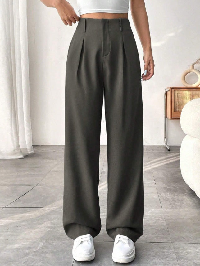 Ready-to-ship european and american style  commute-friendly, slimming, spring/summer high-waisted wide-leg pants - versatile casual suit pants/trousers