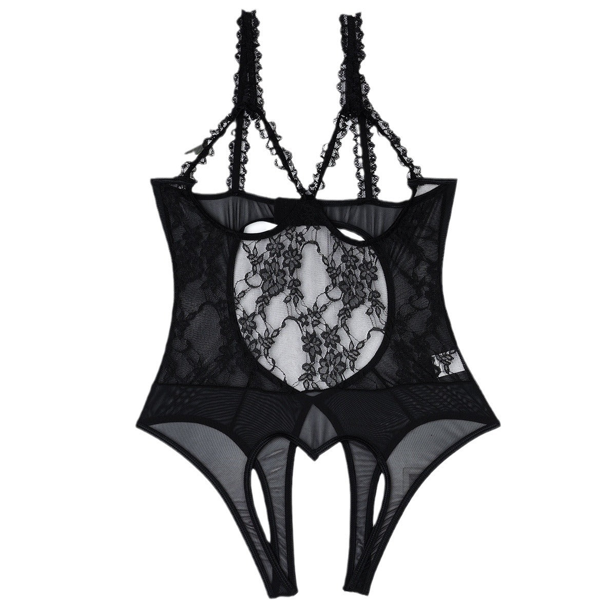 Seduction perspective sexy breasts European and American erotic underwear lace sexy love suspender open onesie 3610