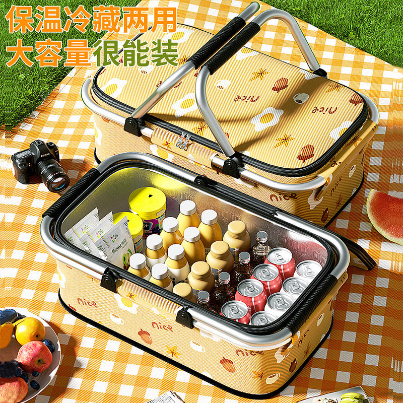 Picnic Basket Outdoor Camping Portable Foldable Picnic Basket Large Capacity Portable Insulation Bag Outdoor Insulation Box