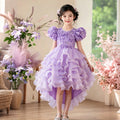 Girl dress trailing flower girl wedding dress puff sleeves new arrival cake skirt kids princess dressgirl dress