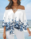 cross-border e-commerce hot-selling women's off-the-shoulder printed top: perfect for , , and european & american independent stores