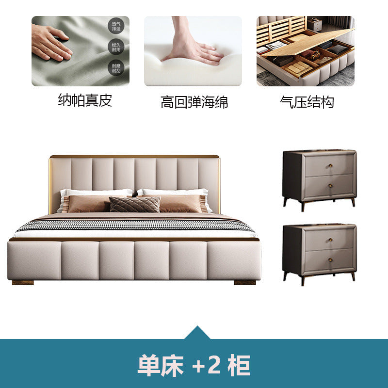 Italian light luxury master bedroom double bed ultra-thin bedside bed classy master bedroom bedroom for home storage princess wedding bed