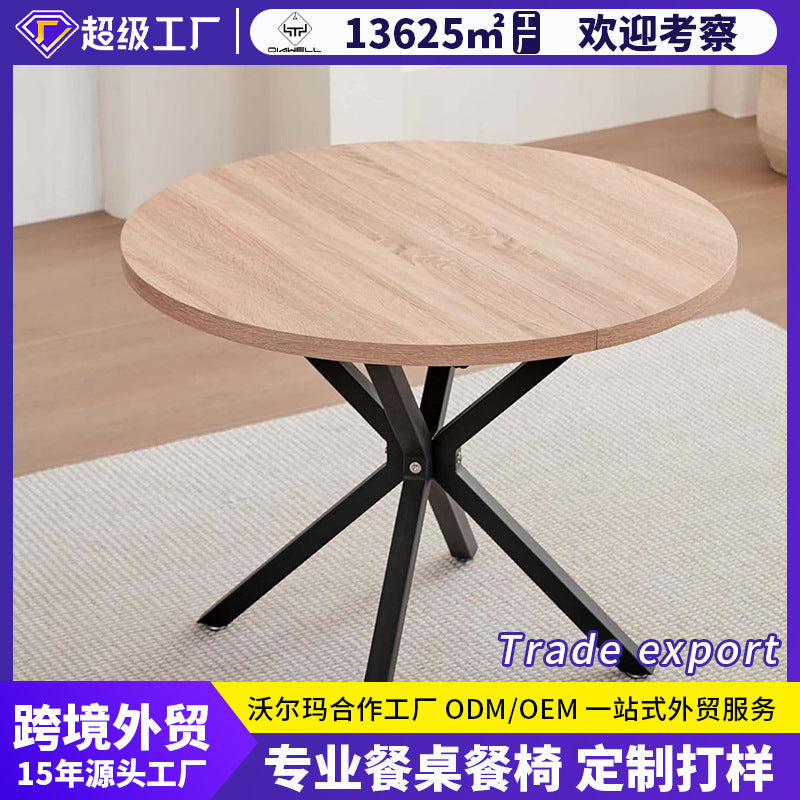 Dining table  best-selling mdf round table classy dining table small apartment solid wood veneer round table