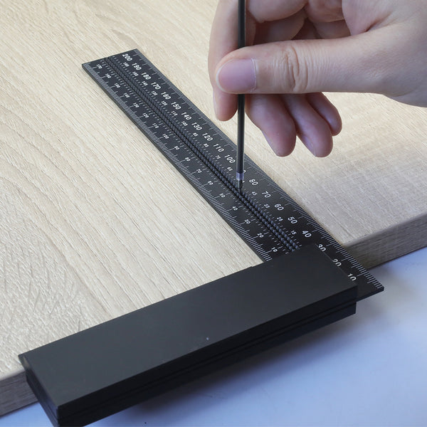 JAVIER Woodworking Multifunctional Scribing Ruler Aluminum Alloy L-shaped Ruler Right Angle Scribing Ruler L-shaped Cave Ruler Woodworking Tools