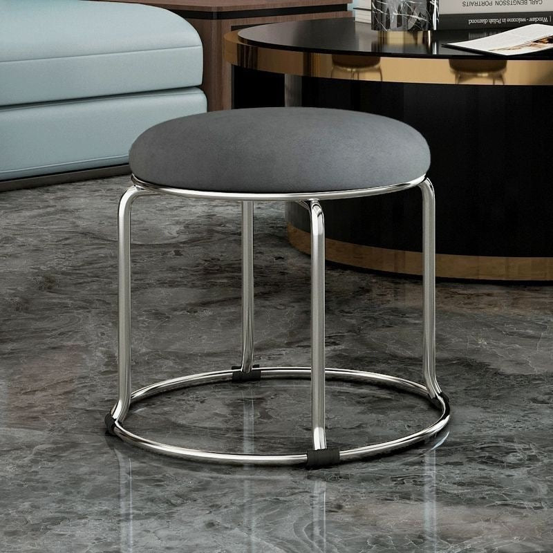 Accessible luxury stoolfor homesoft bag short stool steel bar stool portable practical shoe changing stool coffee table stool carbon steel frame round stool no