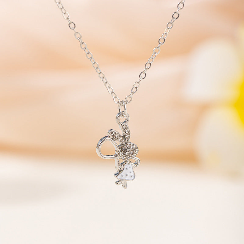 Strawberry necklace wholesale: european, american, and korean style minimalist ins rabbit pendant with diamond accents, enamel cartoon cute jewelry for women