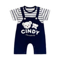 Newborn baby striped star bear romper - lightweight summer outfit for baby boys