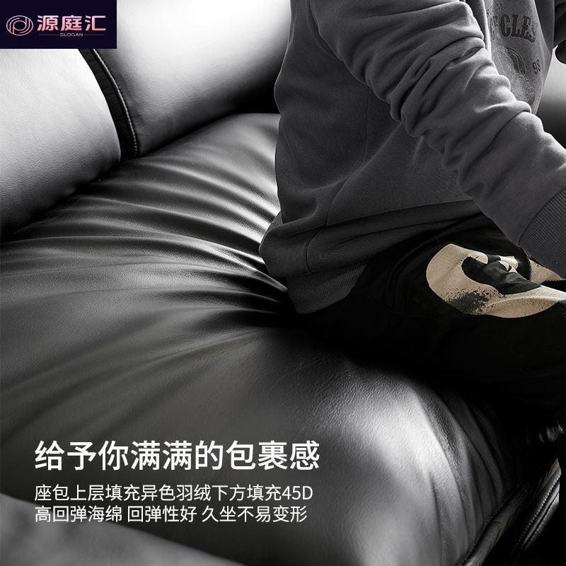 Genuine leather sofa living room italian normcore sofa accessible luxury modern creative straight row extra wide sitting deep sailboat leather sofa