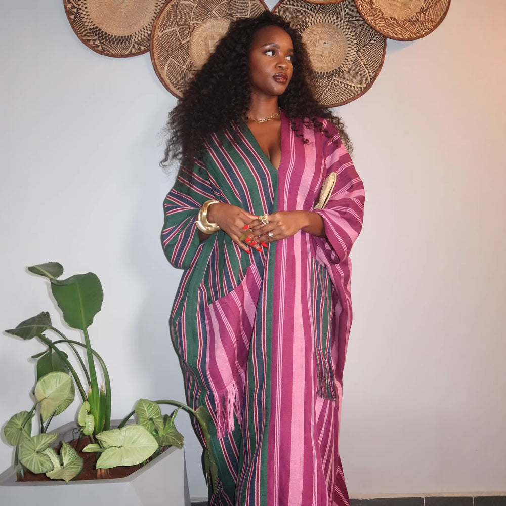 European and american cross-border women's clothing  summer new arrival: african-style plus size elegant color block striped loose long dress