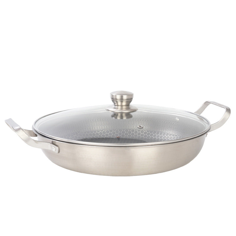 wholesale stainless steel frying pan thickened honeycomb double ear non-stick cooking pot for homeflats boiler universal