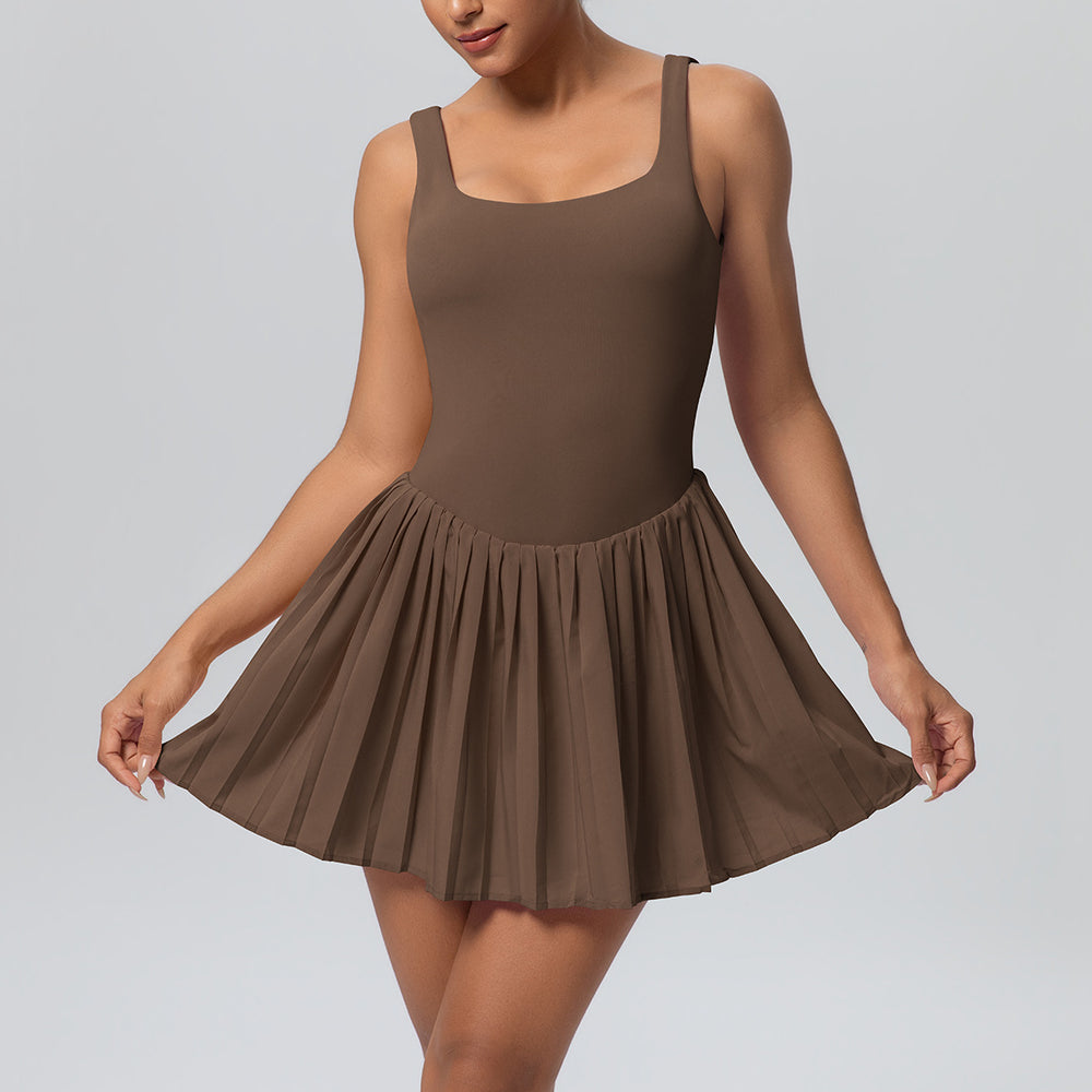 fashion nude fake two-piece sports dress fashion tape pocket bottom outdoor running fitness tennis skirt