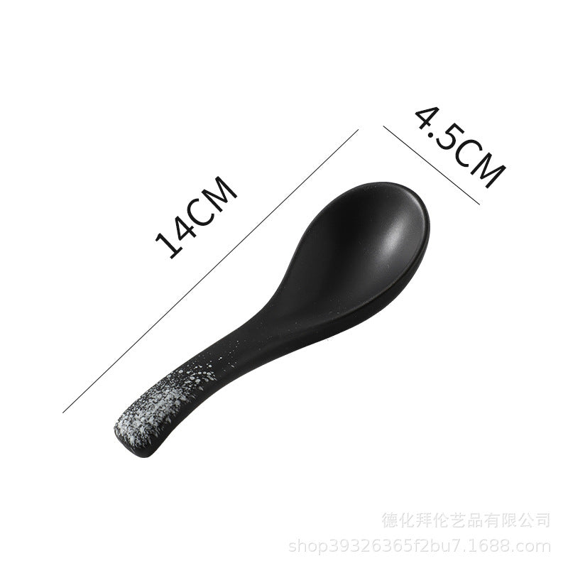 Japanese retro-style ceramic soup spoon - ideal for hotel kitchens, home use, and serving soups, porridge, or as a creative accent