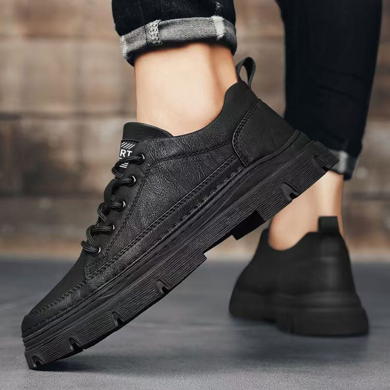 Men's shoes 2026 new winter casual leather shoes men's martin boots low-top non-slip soft sole student work boots
