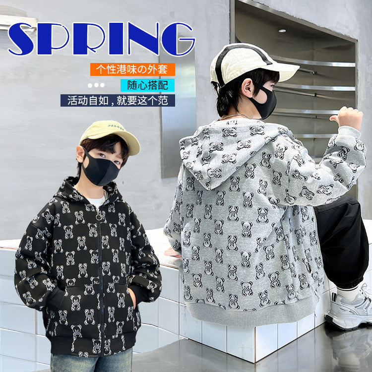Boys' spring hooded sweatshirt -  new collection - kids' spring top - mid-to-large size - spring/autumn style - stylish and trendy for boys