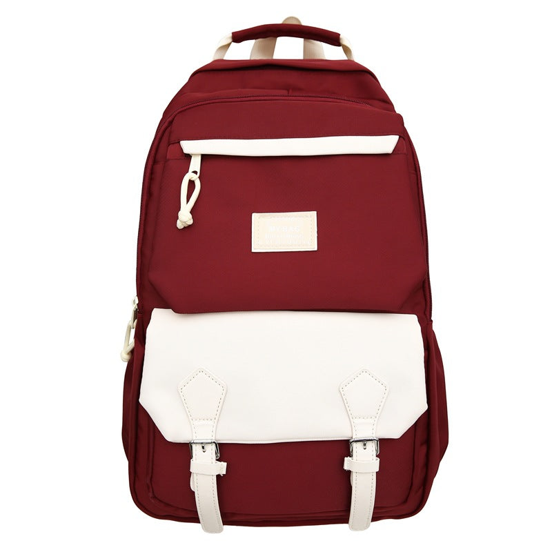 Backpack maillard color matching classy school bag junior high school student school bag casual travel couple college student school bag