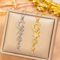 [titanium steel] fashion popular copper micro-embedded long moon necklace for women stylishfashion high-end clavicle chain accessories
