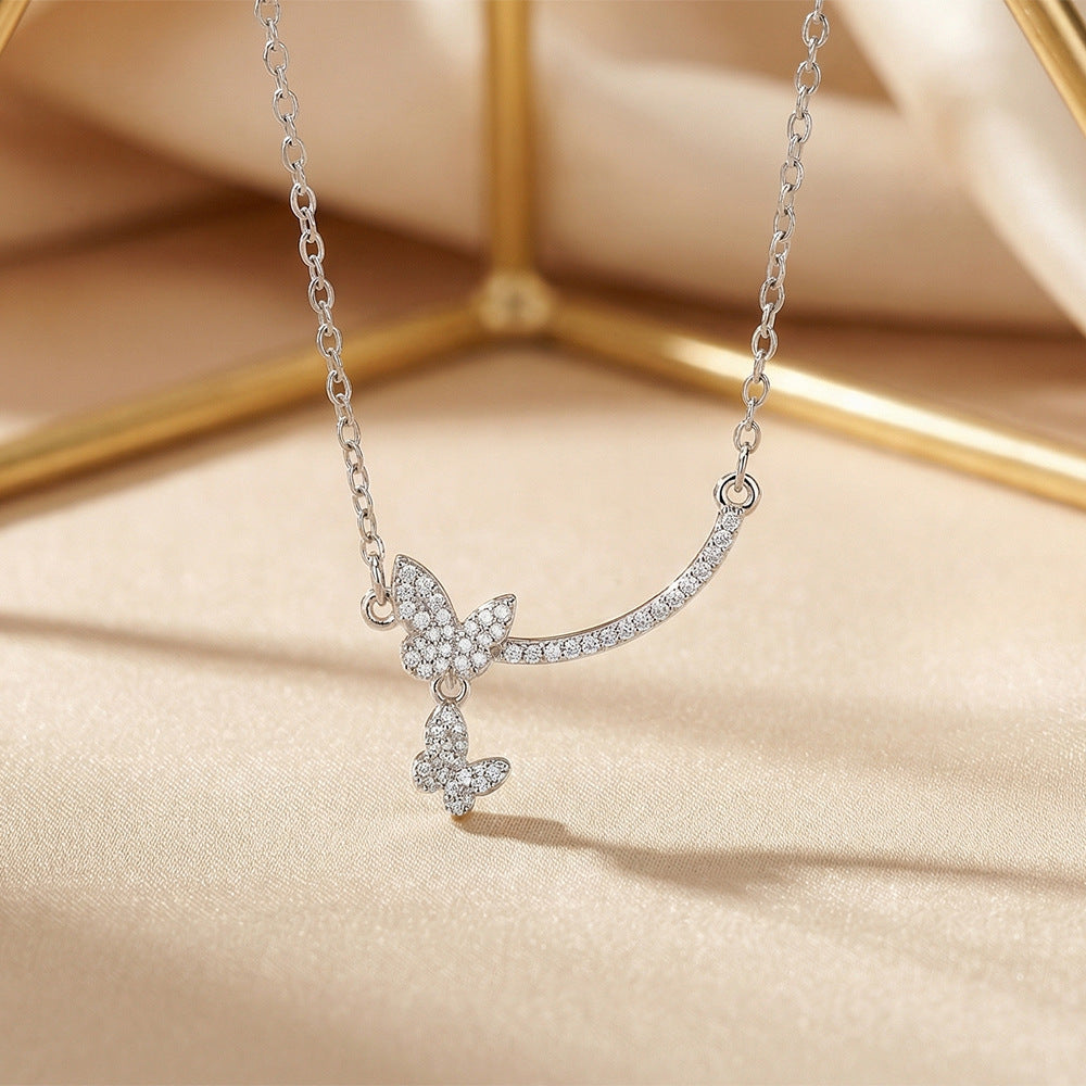 Popular hot-selling zirconium-inlaid classy necklace, accessible luxury, niche women's versatile elegant, simple, non-fading clavicle chain jewelry