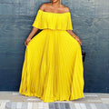 D3129  foreign trade women's summer new sexy off-the-shoulder pleated dress european and american style dress