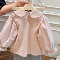 Spring new girls' long-sleeve shirt, korean style casual fashion blouse for baby girls, stylish children's top, trendy kids' clothing