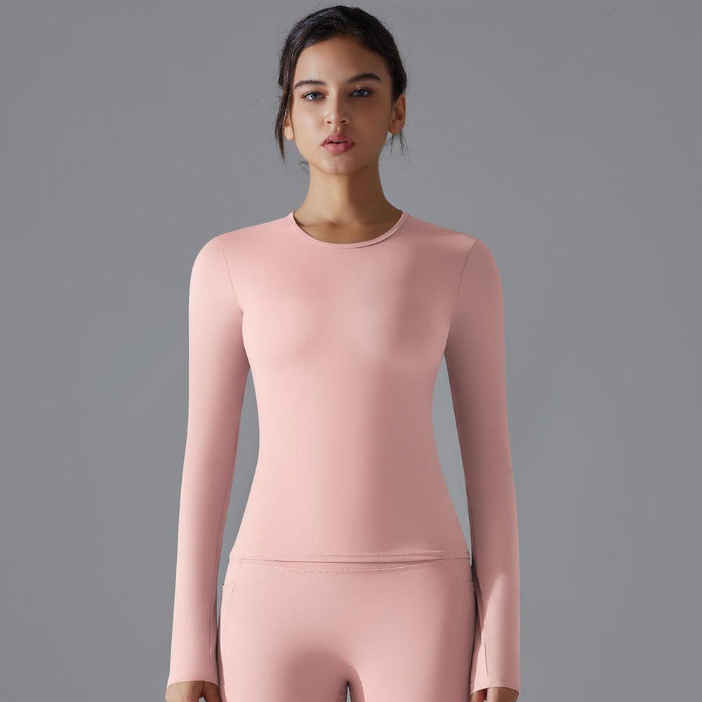 New double-sided brushed nylon long-sleeve yoga top - barely-there feel, casual pilates, running, and workout long-sleeve fitness top