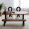 French medieval style solid wood island dining table and chairs for home small apartment wall-mounted semi-circular dining table negotiation reception long table
