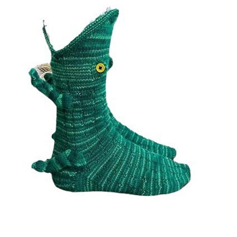 best sellingknit crocodile socks christmas knitting crocodile socks knitting creative knee socks animal socks
