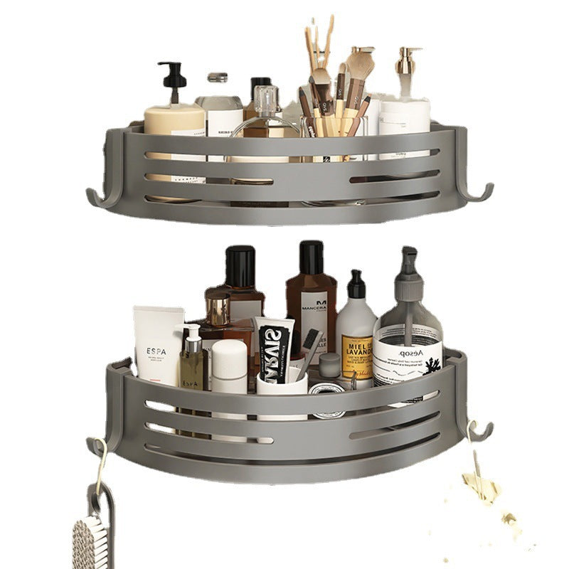 Gun gray bathroom triangle storage rack toilet sink wall hanging storage punch-free bathroom space aluminum corner basket